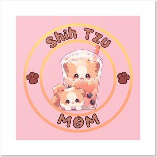 Cute Shih Tzu's inside Boba Tea! Posters and Art